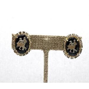 Vintage Clips Clip Ons Earrings Rock and Roll Dancing Couple Rhinestones 50s